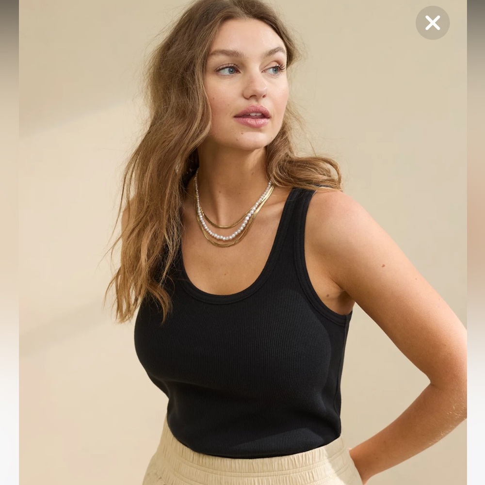 3 Aerie tuck-it-in tank tops black, white & brown